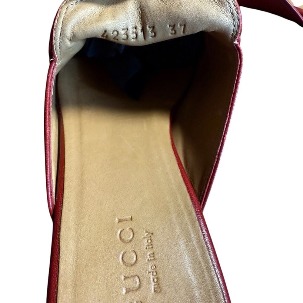 Gucci Princetown Red Leather Horsebit Slip On Iconic Mules Loafers EU 37 US 7 - Picture 8 of 14